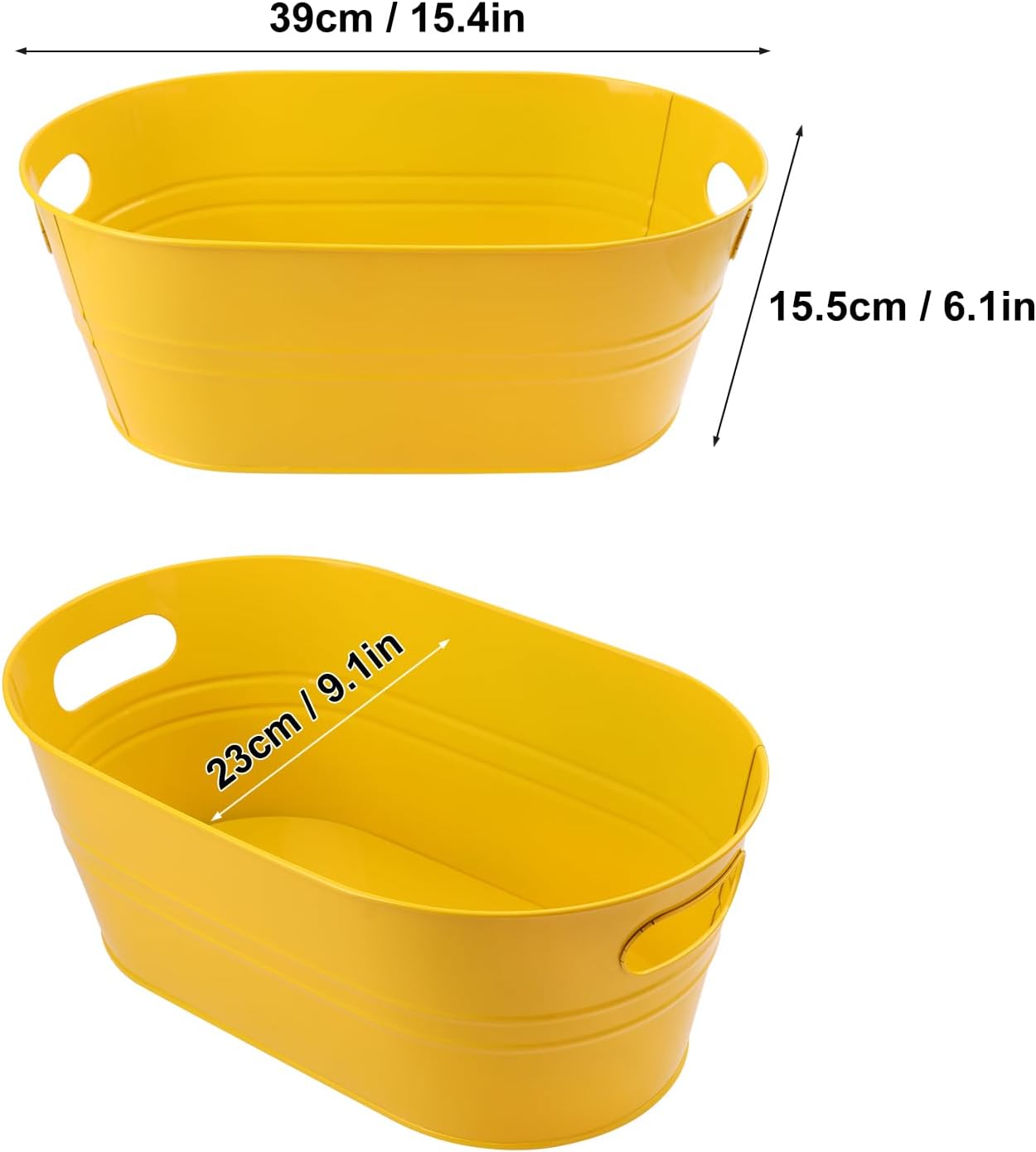 3 PCS 15.3 x 9 x 6 inches Black Metal Galvanized Tub with Handles, 3 Gallon Galvanized Beverage Tubs for Parties, Large Metal Drink Ice Buckets for Beer, Wine, Cocktails & Outdoor Events