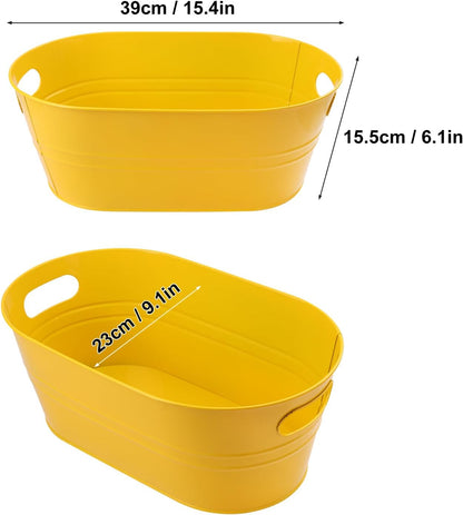 3 PCS 15.3 x 9 x 6 inches Black Metal Galvanized Tub with Handles, 3 Gallon Galvanized Beverage Tubs for Parties, Large Metal Drink Ice Buckets for Beer, Wine, Cocktails & Outdoor Events