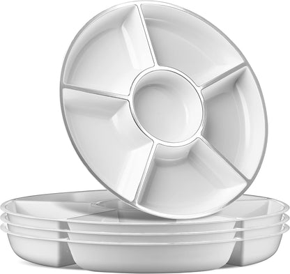 Plasticpro 6 Sectional Round Plastic Serving Tray/Platter (4, Clear)