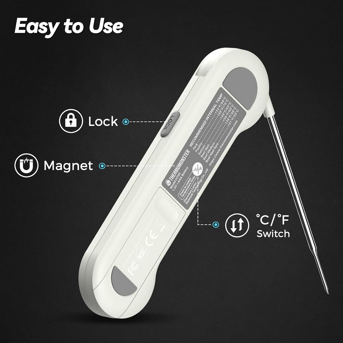 0.5 Sec Instant Read Meat Thermometer Digital for Cooking, Red
