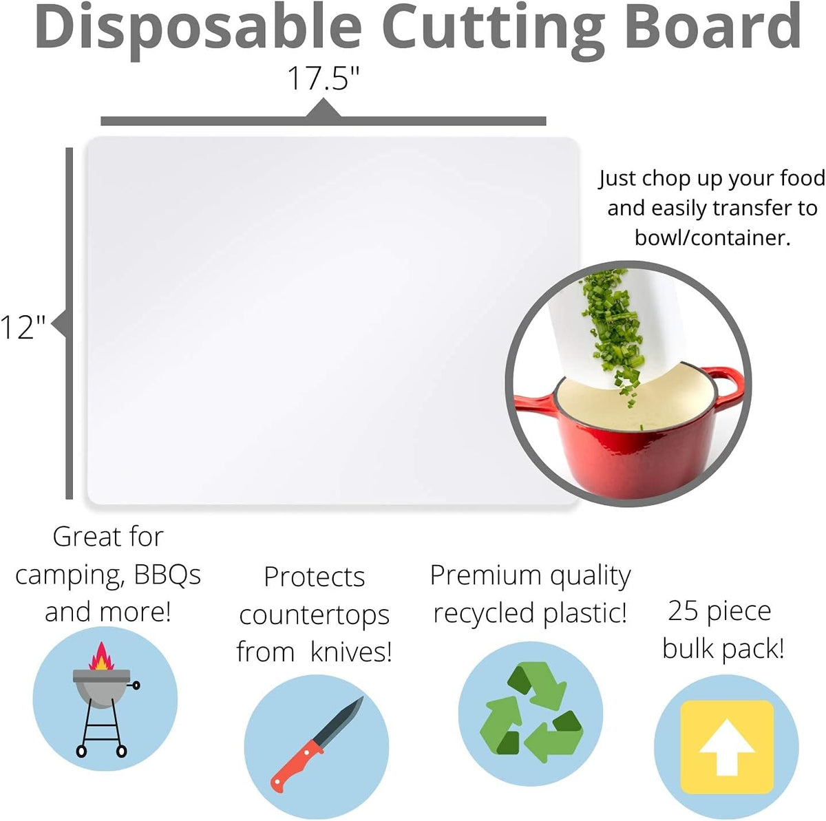 Crown Display Disposable Cutting Boards for Kitchen Black Cutting Board 10 Inch X 13.5 Inch Flexible Cutting Boards For Kitchen ~ Patent Pending ~ Recyclable Disposable Cutting Board Sheets