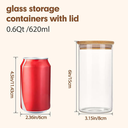Moretoes 3 Pack 2qt Glass Storage Containers with Bamboo Press Lids, Large Airtight Food Storage Jars for Pantry, Flour, Sugar, Dry Goods