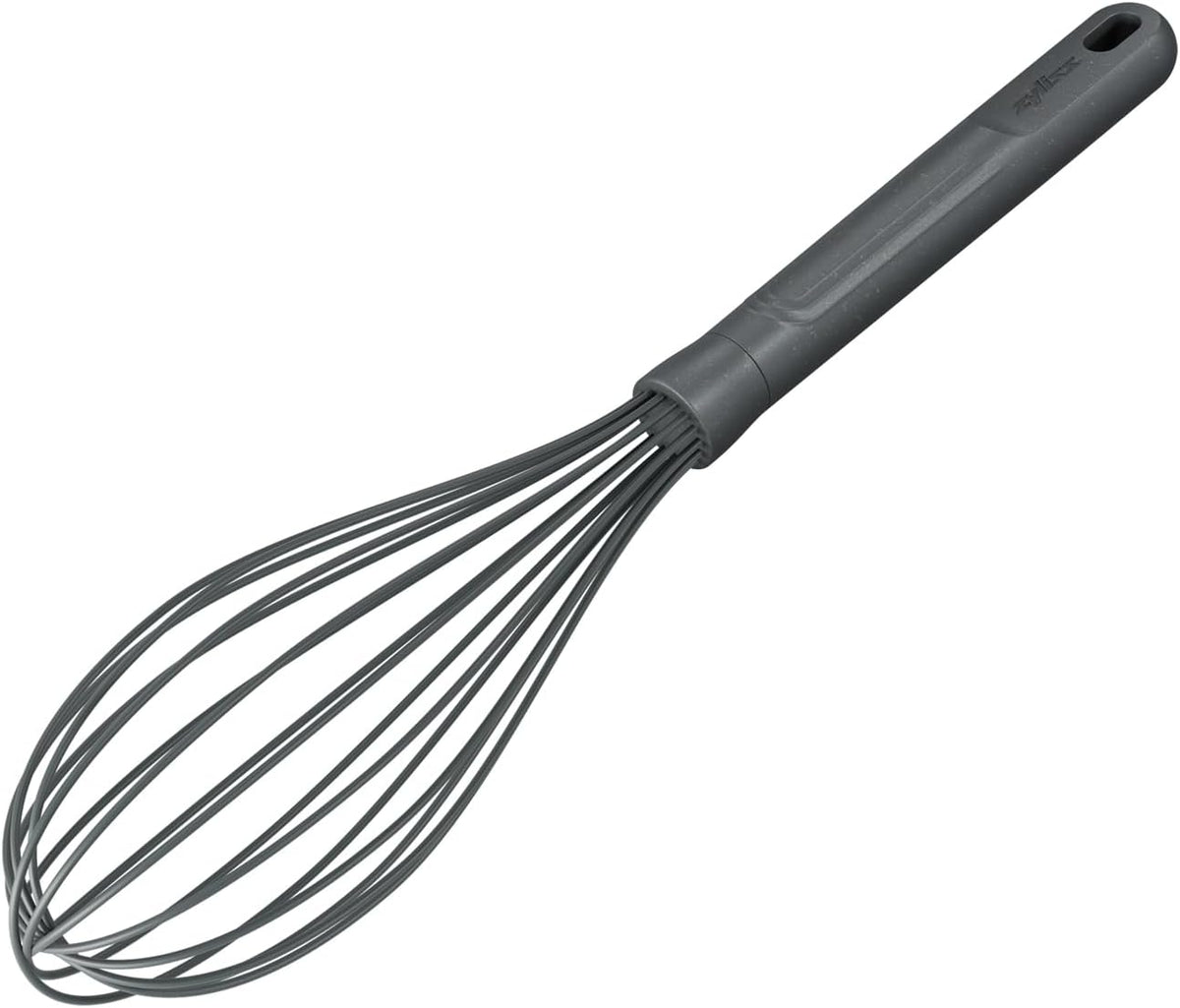 Zyliss Flat Whisk, Sustainable Wheatstraw/Nylon, Cooking Whisk forr Cooking and Serving with Heat Resistant Silicone Head, Beluga Grey, 11.9" x 2.8", Dishwasher Safe, 5 Year Guarantee