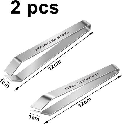 2 Pieces Fish Bone Tweezers,Salmon Bone Tweezers,Stainless Steel Fish Deboner Tool,Flat and Slant,Hair Removal Clip for Kitchen Cooking Food and Design Styling