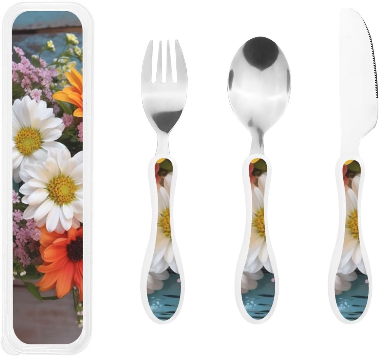 3-Piece Kids Silverware Set With Storage Case, Stainless Steel Reusable Children Safe Knife Spoon Fork Set African Animals Children Flatware Set For Kids Lunch Box