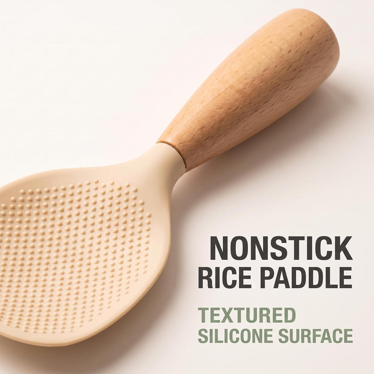 1Pc Beige Standing Silicone Rice Spoon Paddle, Rice and Potato Servers,Household Rice Shovel Heat Resistant Anti-scalding Rice Scooper, Serving Flatware Spoons