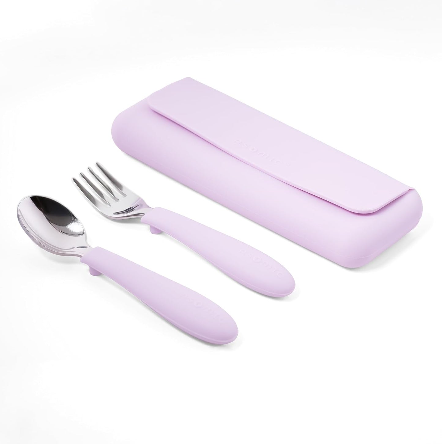 ASOMIC® Premium 316 Stainless Steel Toddler Utensils with Silicone Handles & Travel Case, Kids Spoon & Fork Set for Toddler Self Feeding at Daycare, Preschool & School, BPA-Free, Dishwasher Safe