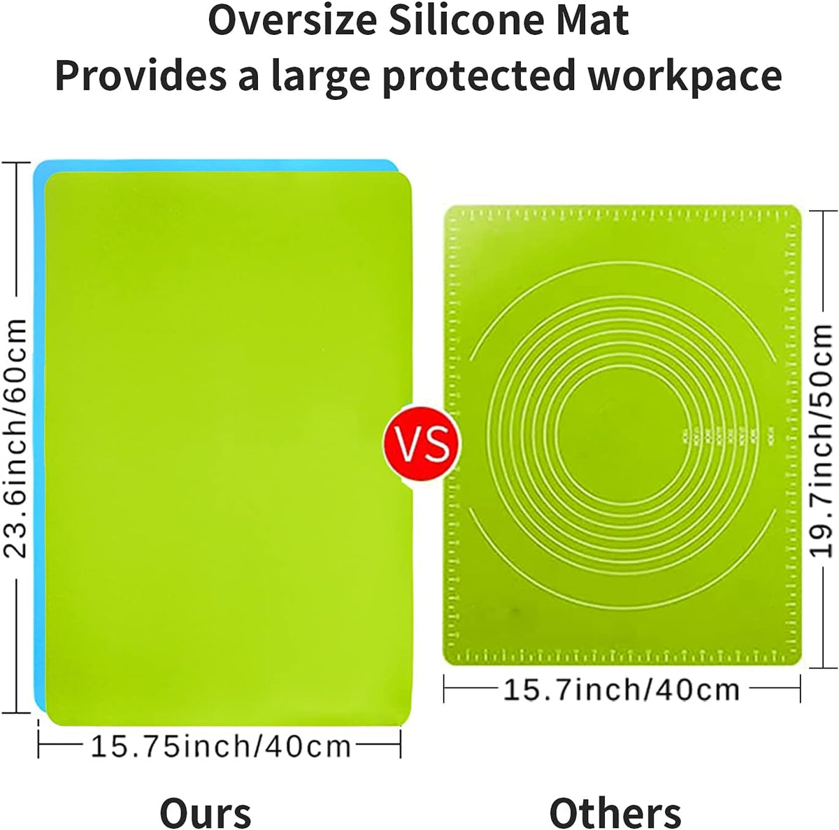 Extra Large Dark Green Countertop Mat - Silicone Table Kitchen Desk Mat - Non-Slip & Heat Resistant - Dinner Placemat Pastry Dough Rolling Mat - Colors A