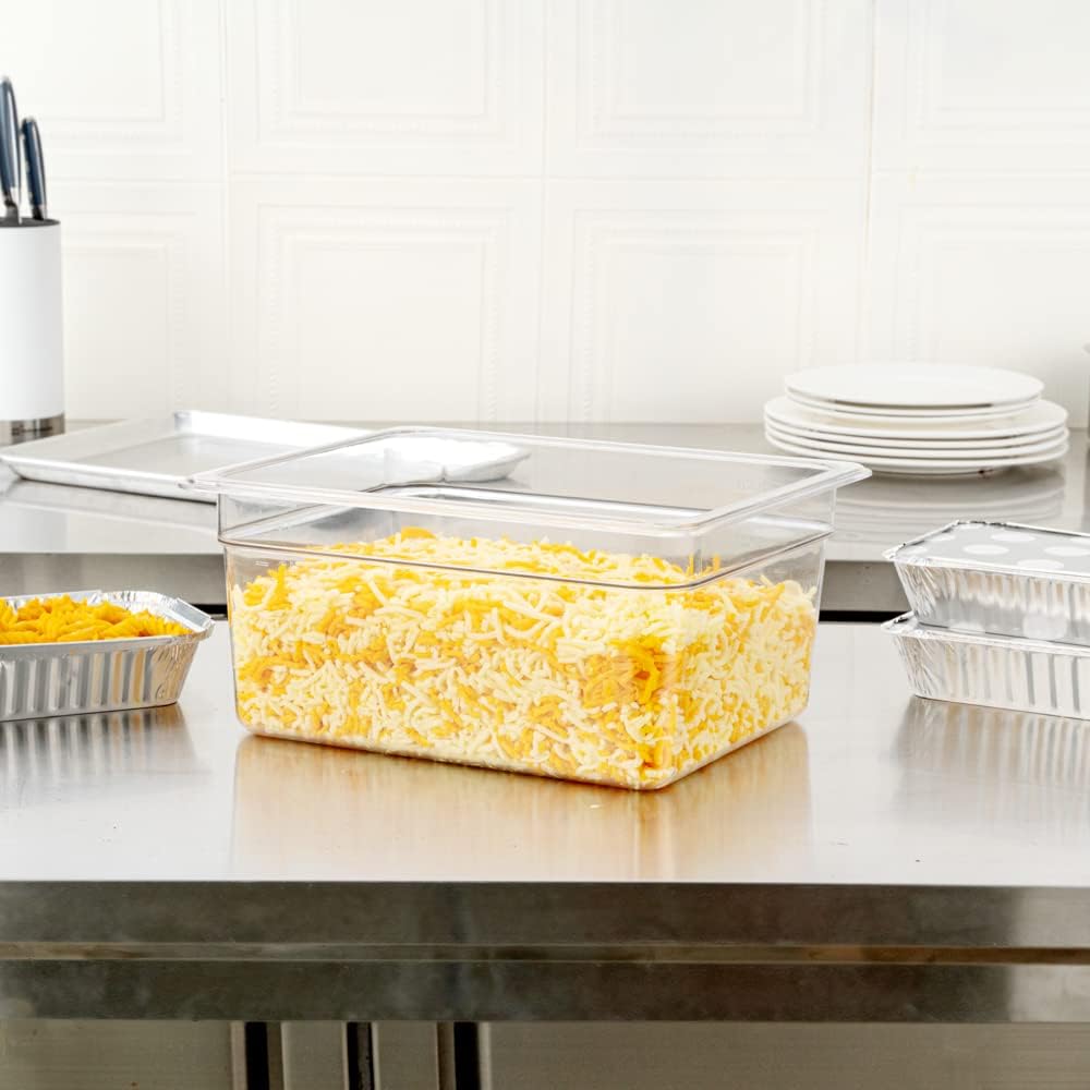 Restaurantware-2.5 Inch Deep Food Pans, 1 1/6 Size Commercial Food Storage Container - Freezable, Break-Resistant, Clear Plastic Cold Pans, Dishwashable, For Kitchens, Restaurants, Or Cafeterias