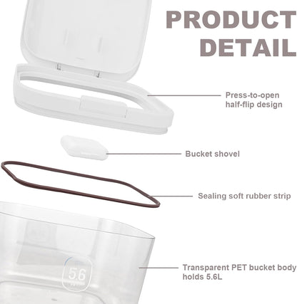 Airtight Rice Container with Measuring Cup, BPA-Free Clear PET Plastic Food Storage Container Pantry Organizers and Storage Sugar Cookies Flour Rice Container (5.6 L / 5.92 QT)