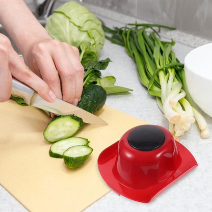 ULTECHNOVO Red Food Safety Holder for Mandoline Slicer, Universal Finger Guard for Vegetable Grating & Slicing, Plastic Hand Protector with Metal Pins for Potato Lemon Cheese