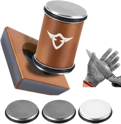 Rolling Knife Sharpener Kit, 4 Angle Magnetic, Diamond and Ceramic Discs