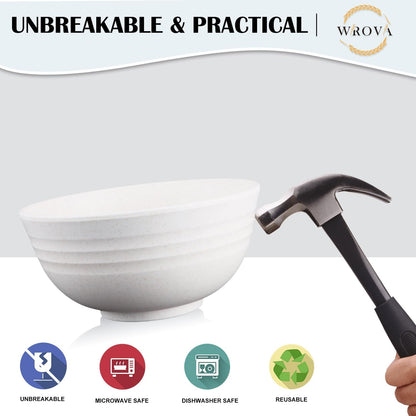 Wheat Straw Bowl Sets,8 PCS Unbreakable Cereal Bowl 26 OZ,Microwave and Dishwasher Safe Bowls,Bowl Sets for Camping and Picnic BPA Free Colorful Salad Bowls for Serving Soup,Oatmeal and Fruit Etc…
