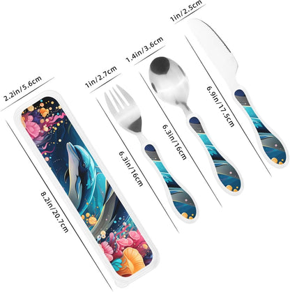 3-Piece Kids Silverware Set With Storage Case, Stainless Steel Reusable Children Safe Knife Spoon Fork Set Classic Cocktail Children Flatware Set For Kids Lunch Box
