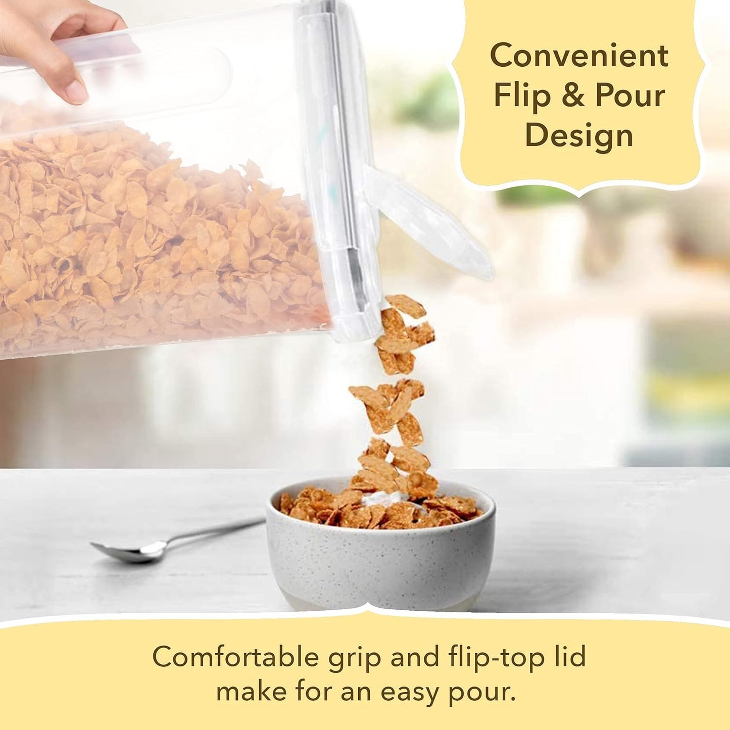 Simply Gourmet Airtight Flour and Sugar Containers with Lids – 3 Piece Kitchen Pantry Organization Set, BPA-Free Clear Plastic, Stackable Canisters for Baking Ingredients, Rice, Snacks, Cereal