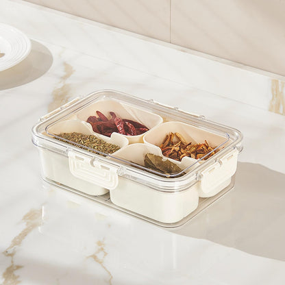 Divided Clear Snack Serving Tray with Lid & Handle, Snackle Box Charcuterie Board Container Storage Organizer for Fruit, Candy, Veggie, Nuts & Snacks, Perfect for Party, Travel, & Picnic