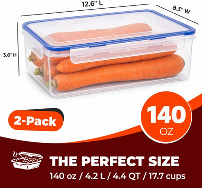 Tribello 250 oz Extra Large Airtight Food Storage Containers with SnapTight Lids – Clear, Stackable, BPA-Free Meal Prep Containers for Kitchen, Freezer & Pantry Storage