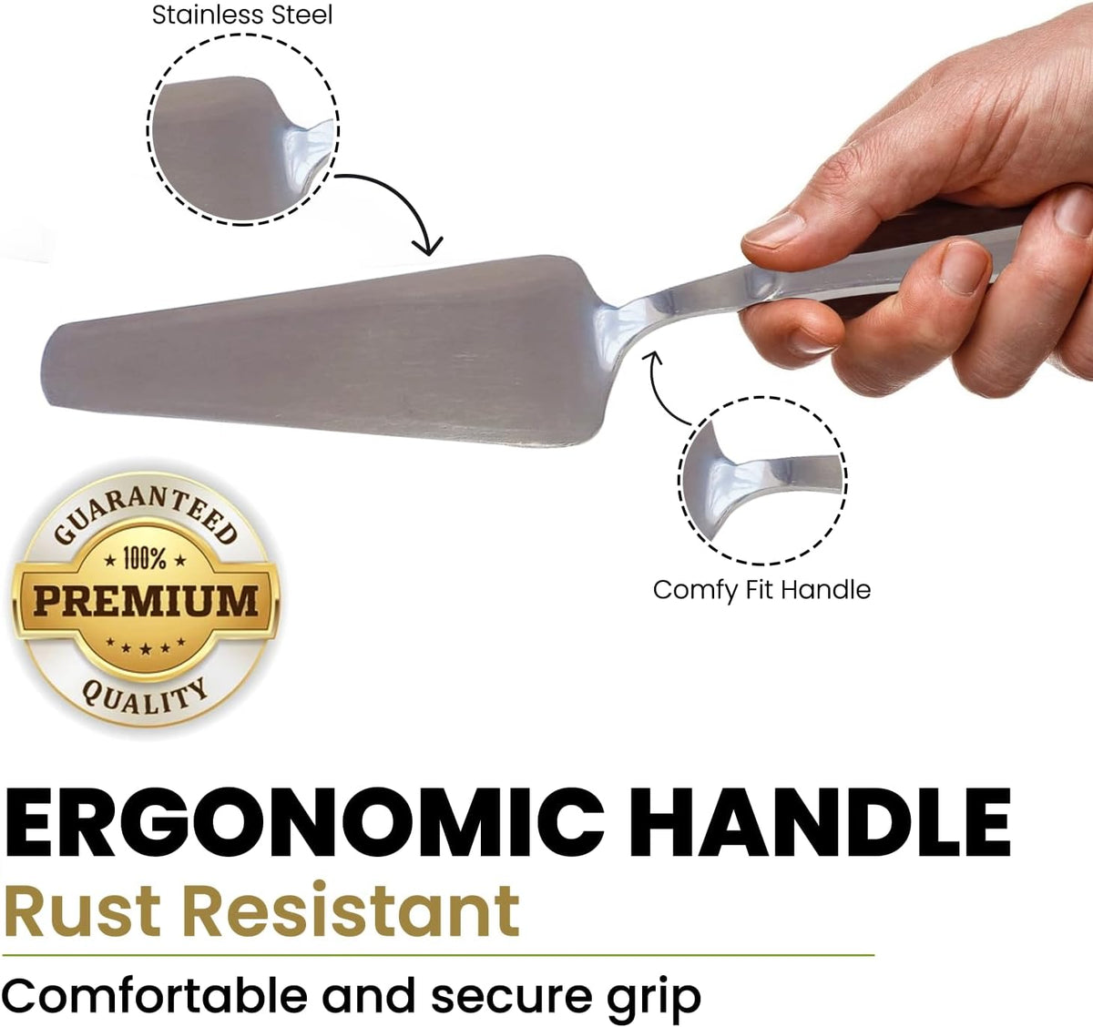 Cake Server & Pie Server Spatula Stainless Steel – Cake Lifter, Cake Slicer & Pie Cutter, Cookie Spatula and Cake Knife for Serving Cake Slices, Desserts & Party Cake Table