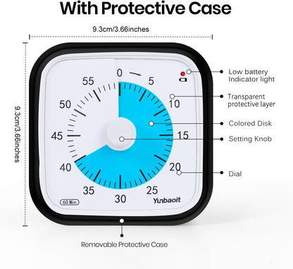 Yunbaoit Rainbow Visual Timer for Kids, 60-min Countdown Timer, Blue