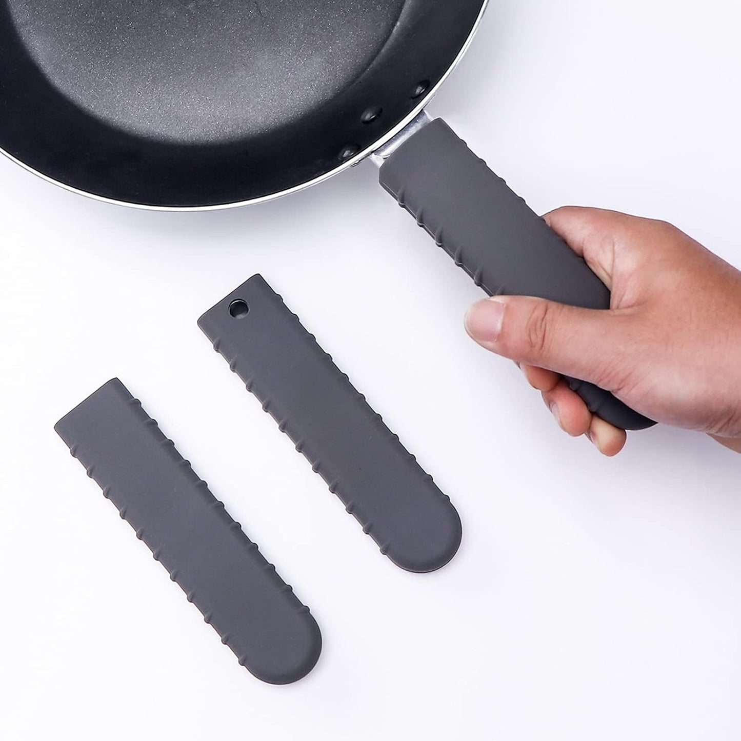 Webake Cast Iron Handle Cover, Silicone Hot Handle Cover Holder Sleeve for Small Cast Iron Skillet Pot Pan Handle Covers 5.4" x 1.15" x 0.5" (3 Pack)