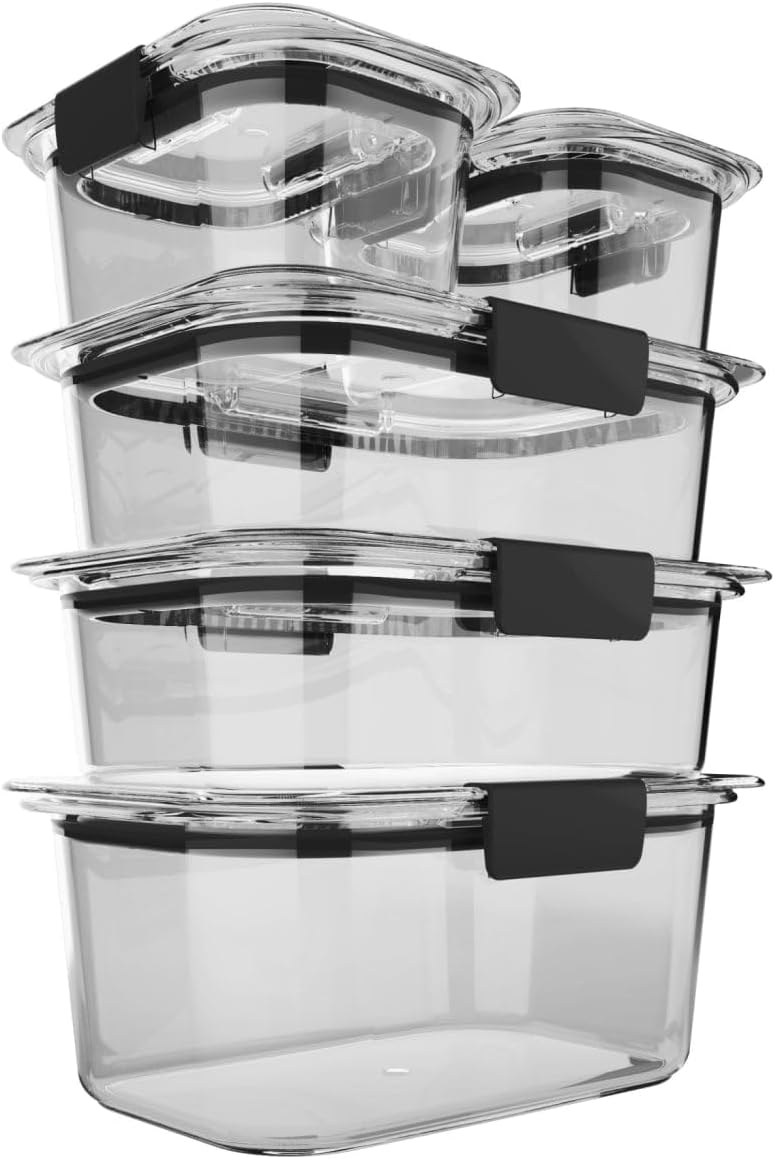 10-Piece Airtight Food Storage Containers Set, Leakproof with Lids, BPA-Free Clear Plastic Storage Containers for Kitchen Pantry Organization, Meal Prep, Leftovers – Microwave & Dishwasher Safe