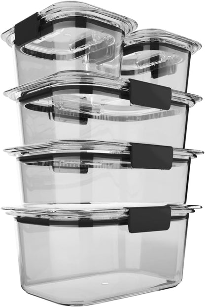 10-Piece Airtight Food Storage Containers Set, Leakproof with Lids, BPA-Free Clear Plastic Storage Containers for Kitchen Pantry Organization, Meal Prep, Leftovers – Microwave & Dishwasher Safe