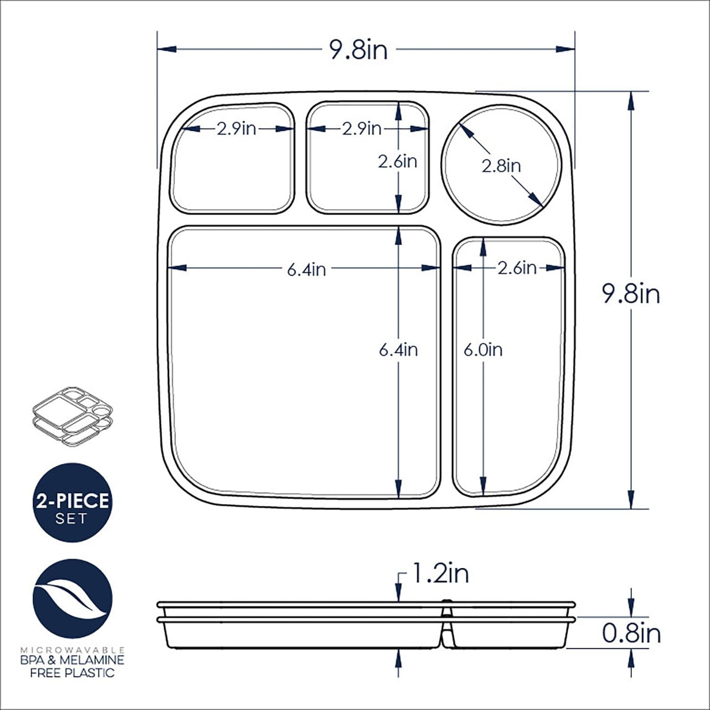Nordic Ware Divided Meal Tray with Lid, White, Microwave Safe Polypropylene