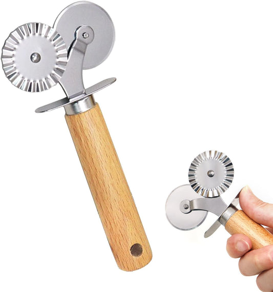 Dual Head Baking Tool 2 In 1 Pastry Cutter Wheel Dough Lattice Roller for Home Kitchen Pie Crust Pizza Pasta Cookie Baking Making