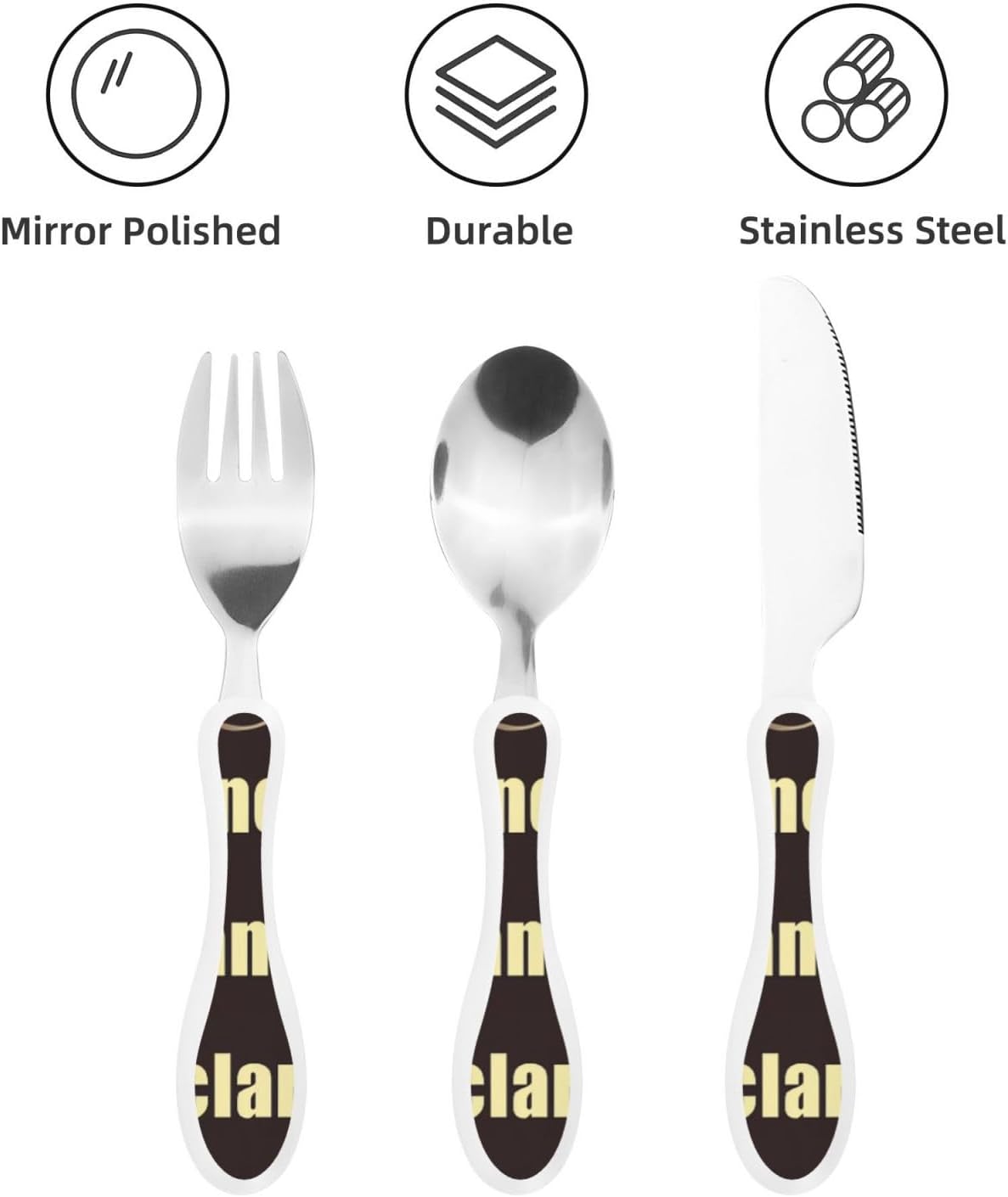 3-Piece Kids Silverware Set With Storage Case, Stainless Steel Reusable Children Safe Knife Spoon Fork Set Leaves Floral On Rustic Wood Children Flatware Set For Kids Lunch Box