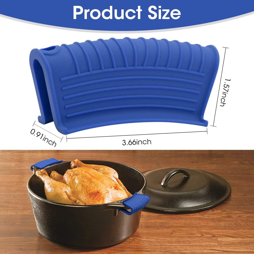 Silicone Assist Hot Pan Handle Holder Hot Skillet Handle Covers Pot Holder Sleeve Cast Iron Skillets Nonslip Heat Resistant for Enameled Griddles Casserole Frying Pans Cookware(4PACK/Black)