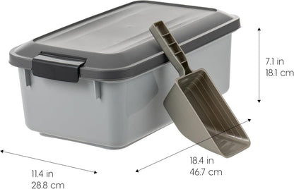 IRIS USA Dog Food Storage Container, 2 Pack, Up to 30 lbs Each, Airtight Seal for Freshness, Wheels for Rolling, Easy One Hand Opening, Made in USA, BPA Free, Clear/Black