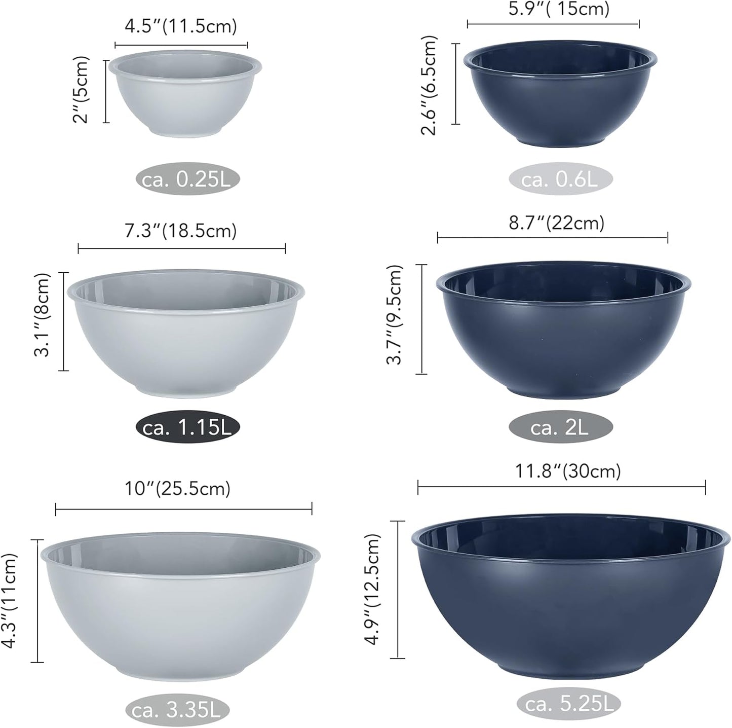 BoxedHome BPA Free Plastic Round Mixing Bowl with Lids, 12 Pack Nesting Bowls with Lids Set, Microwave and Dishwasher Safe Prep & Serving Bowls Great for Mixing, Baking, Serving (pinkish green, 12pcs)