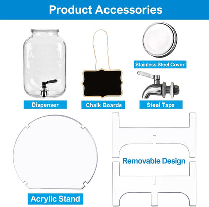 Acrylic Beverage Dispenser Stand Only, Fit Max 8.7 Inch Glass Drink Dispenser and Water Jug Holder, Plant Stand, Cake Display Stand for Parties and Catering Events