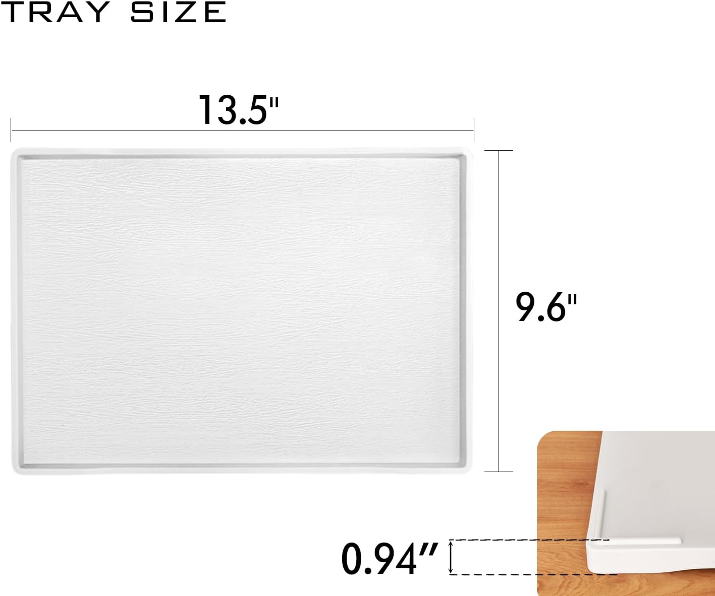 White Serving Tray (13.5 x 9.6 inch) for Serving Accessory, Elegant & Stackable Plastic Tray for Spa, Coffee, Drinks, Tea, Bar, Party, Seasoning, Perfume and Display Use.