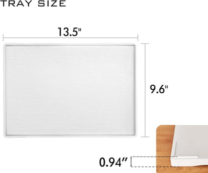 White Serving Tray (13.5 x 9.6 inch) for Serving Accessory, Elegant & Stackable Plastic Tray for Spa, Coffee, Drinks, Tea, Bar, Party, Seasoning, Perfume and Display Use.