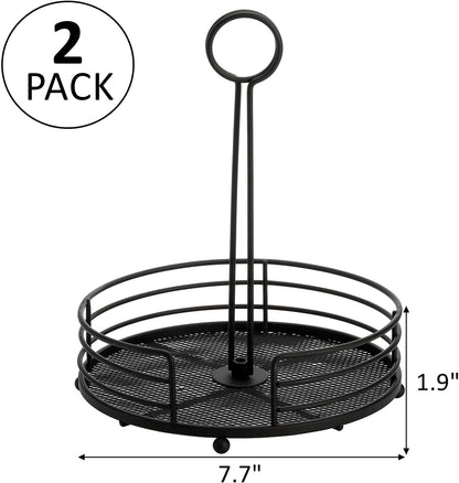 ZOOFOX 2 Pack Metal Condiment Caddy, Tabletop Spice Organizer for Kitchen Pantry, Patio Tables, Countertop, Picnics, Dining Table, BBQ