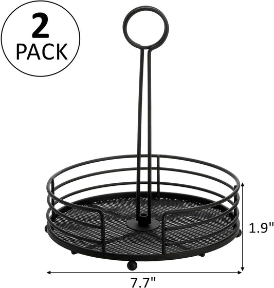 ZOOFOX 2 Pack Metal Condiment Caddy, Tabletop Spice Organizer for Kitchen Pantry, Patio Tables, Countertop, Picnics, Dining Table, BBQ