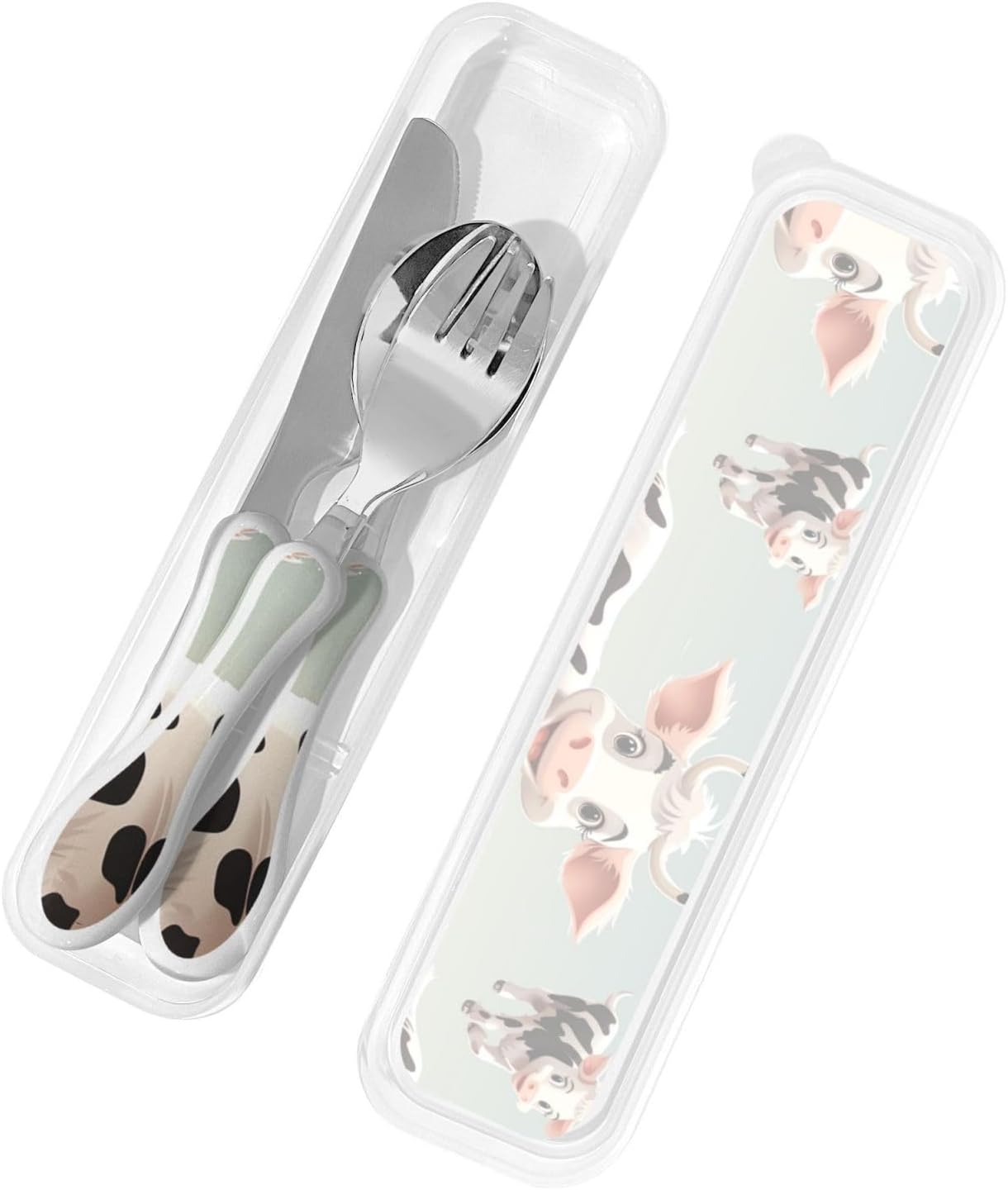 3-Piece Kids Silverware Set With Storage Case, Stainless Steel Reusable Children Safe Knife Spoon Fork Set Blue Active Girl Running Sunset Children Flatware Set For Kids Lunch Box - Colors C