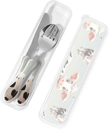 3-Piece Kids Silverware Set With Storage Case, Stainless Steel Reusable Children Safe Knife Spoon Fork Set Blue Active Girl Running Sunset Children Flatware Set For Kids Lunch Box - Colors C