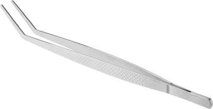 Mercer Culinary 18-8 Stainless Steel Chef Plating Tongs, Offset Tip, 6-1/2 Inch