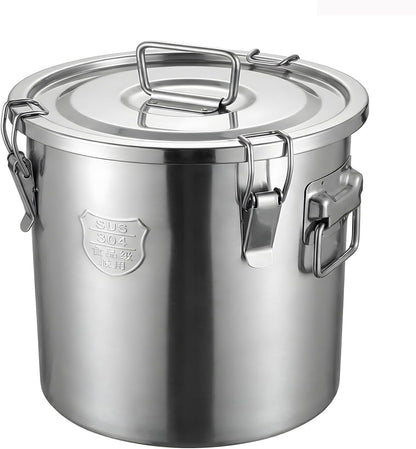 25lb Stainless Steel Containers with Lids, 12L/3.1gal 304 Stainless Steel Storage Containers, Metal Bird Seed Storage Container for Rice Flour Sugar Grain Coffee Bean Kitchen Jar