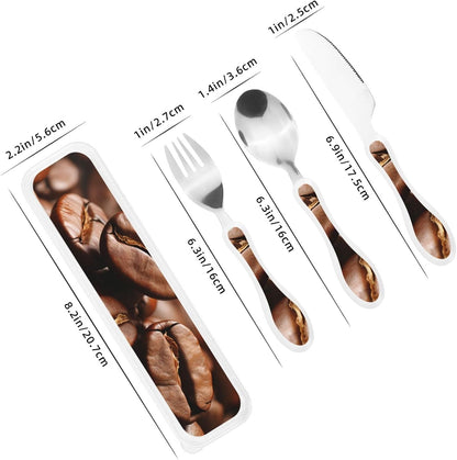 3-Piece Kids Silverware Set With Storage Case, Stainless Steel Reusable Children Safe Knife Spoon Fork Set Classy Flowers Children Flatware Set For Kids Lunch Box