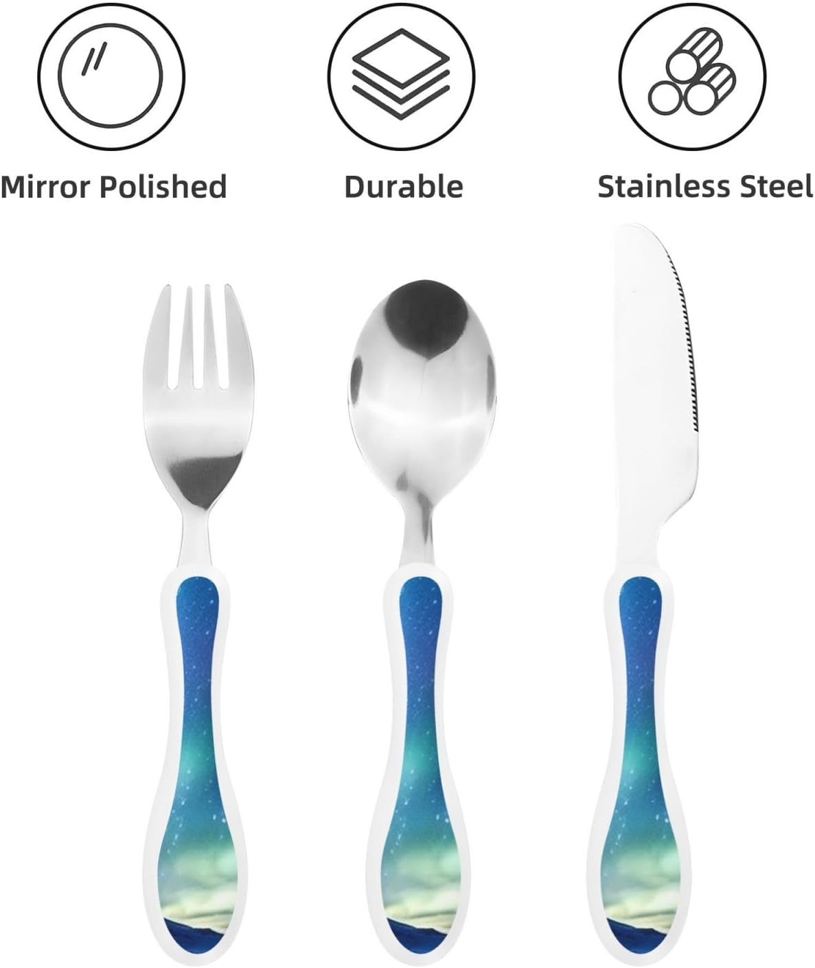 3-Piece Kids Silverware Set With Storage Case, Stainless Steel Reusable Children Safe Knife Spoon Fork Set Dolphin Children Flatware Set For Kids Lunch Box
