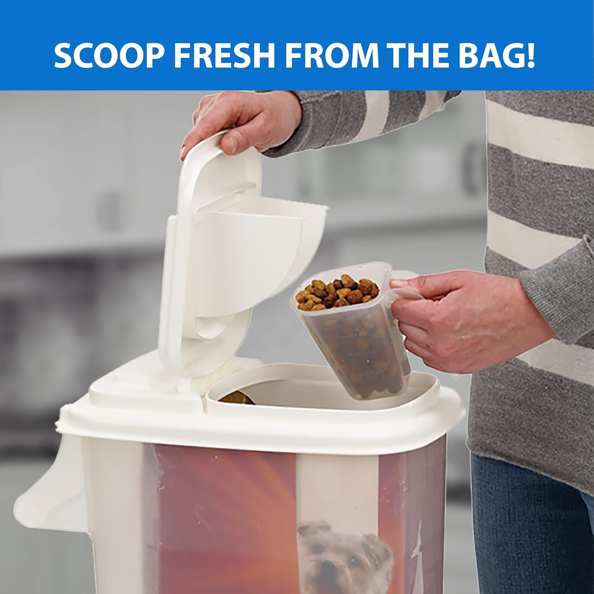 Buddeez Pet Food Storage Dispensers Plastic 4 Gallon - Airtight Flip Top for Freshness - Dry Dog Food, Cat Food or Bird Seed Plastic Containers (Set of 2)
