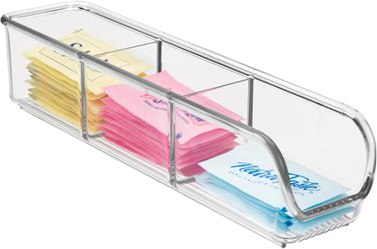iDesign Plastic Packet and Tea Bag Organizer, Clear | Kitchen Storage Container, For Sugar, Salt, Pepper, Sweeteners, Tea Bags, Spices, The Linus Collection
