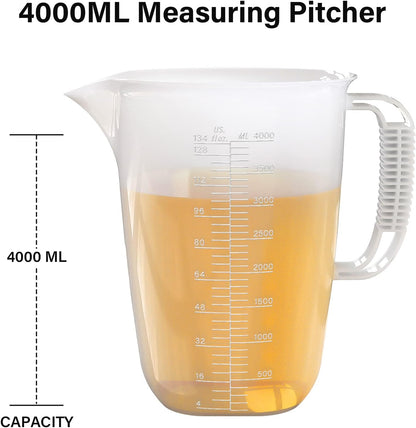 Luvan 34OZ/1000ML Glass Measuring Cup, 4 Cup Glass Measuring Cups With 3 Scales (Ml/Oz/Cup), High Borosilicate Measuring Cup With Handle and V-Shaped Spout, Dishwasher/Freezer/Microwave Safe