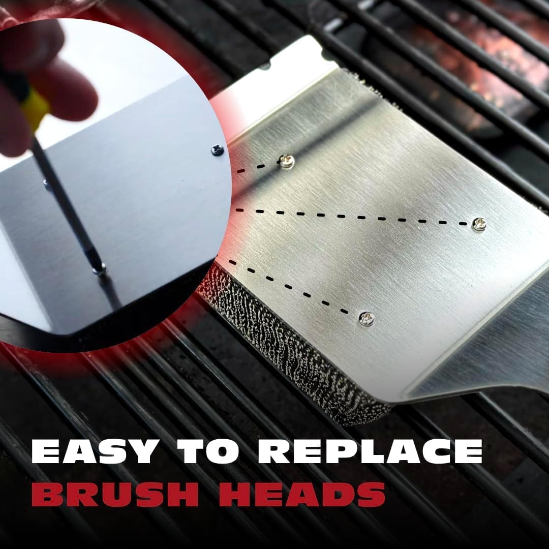 Bristle Free Grill Brush Cleaner and Scraper for Barbecue, Replaceable Head
