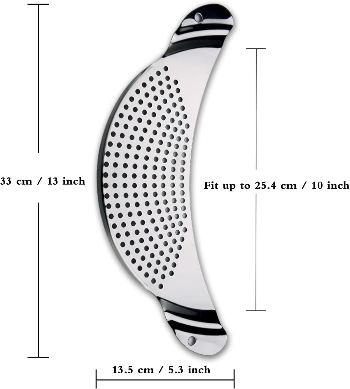 Pot Strainer Stainless Steel 2 Pack, Pasta Strainer, Metal Food Strainer for Noodles Fruit Veggies, Suitable for Pots or Containers Up to 10 Inches