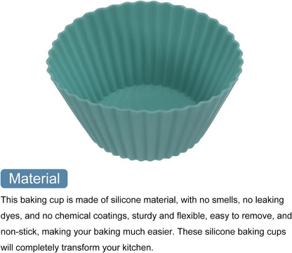 uxcell 18Pcs Silicone Cupcake Liners, Non-Stick Baking Cups, for Cooking Eggs, Baking Muffins and Make a Cake(Pink)