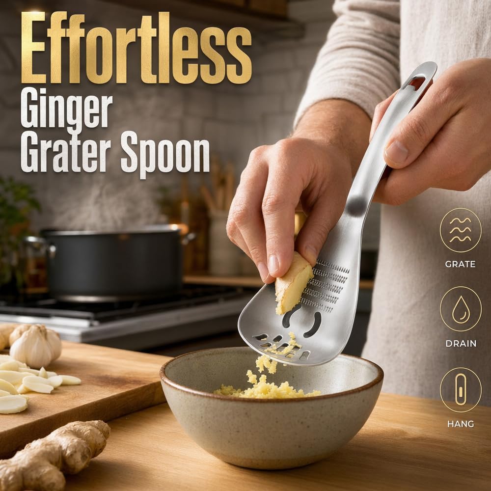 5-in-1 Stainless Steel Cooking Spoon, Potato Masher & Egg Separator，A+B